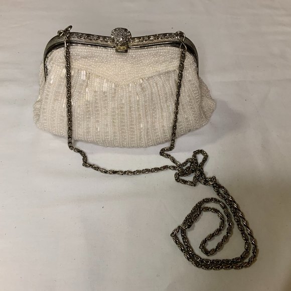 Off-White Beaded Purse - Picture 1 of 3
